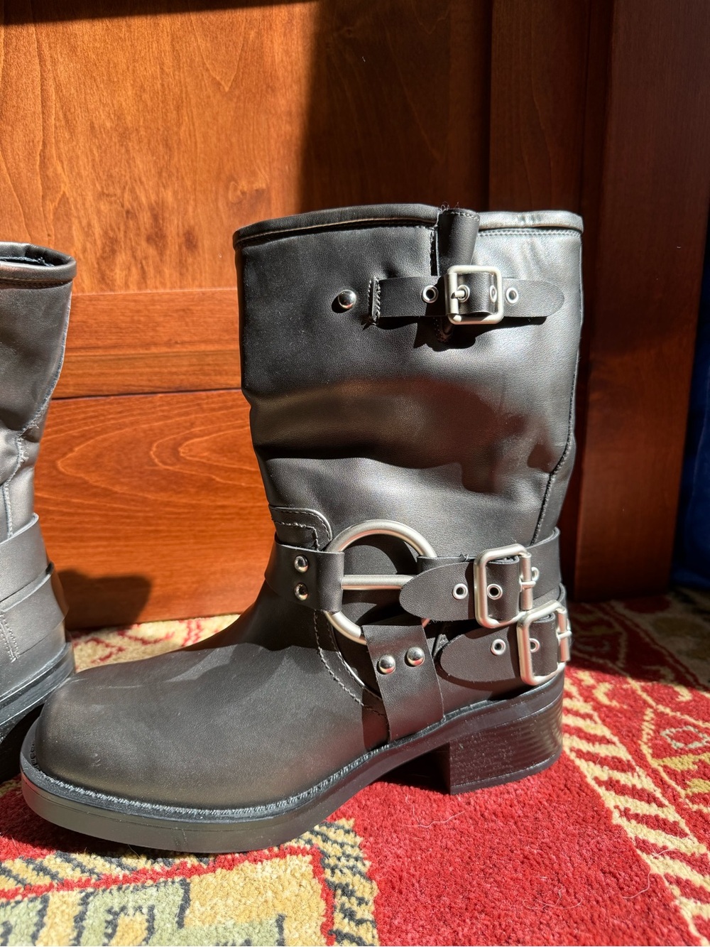 Women's Mid-Calf Buckle Boots - Classic Motorcycle Style DreamPairs 8.5 - Picture 4 of 9